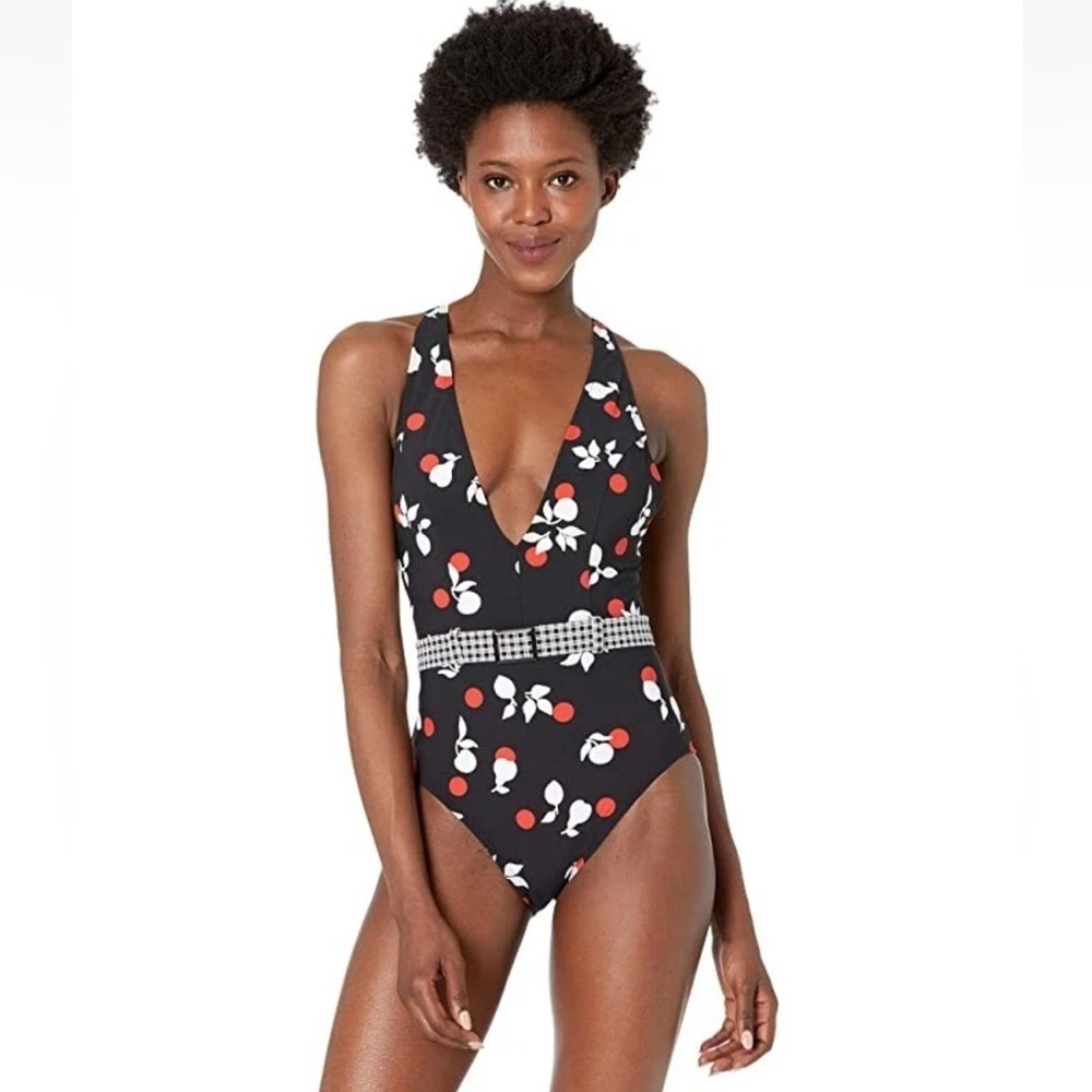 SKINNYDIPPERS cherry printed belted one piece swimsuit sexy vacation travel L - Picture 3 of 8
